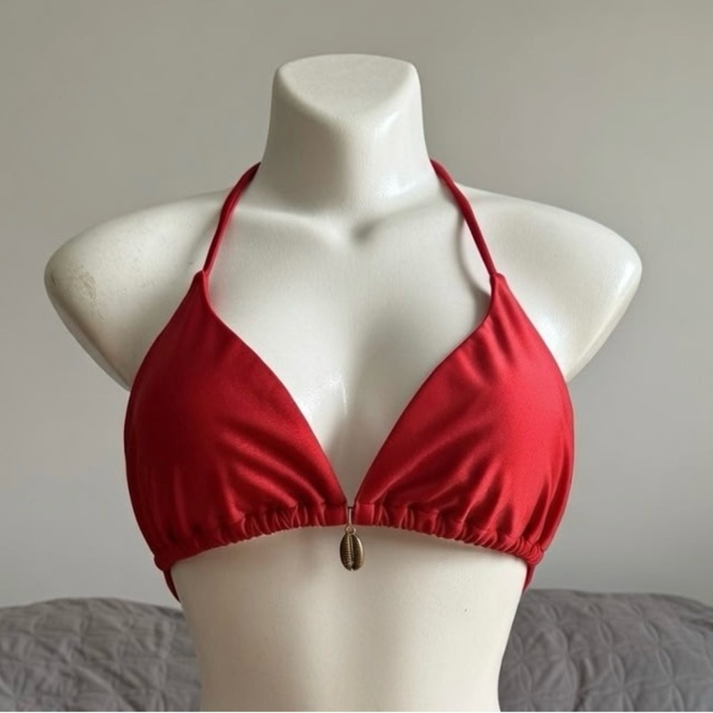 2-Pc Ruby-Colored String Bikini Set w/Seashell Accents - Picture 3 of 7